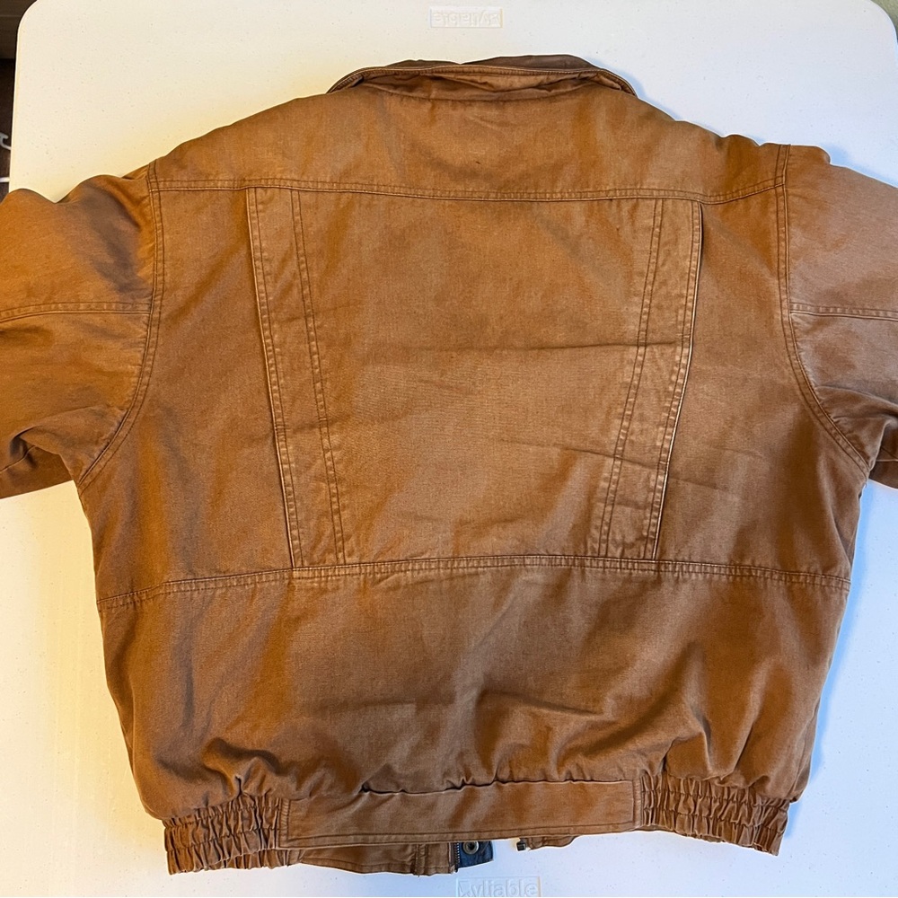 Vintage Mirage Men's Brown Jacket Coat with Leather Trim Size L - Picture 14 of 14
